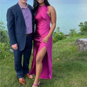 Magenta maxi dress perfect for wedding guest